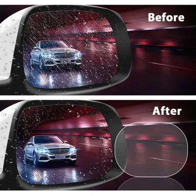 CarFrill HD Nano Anti Glare Rain-Proof Anti Water Mist Oval Car Rear View Mirror Protective. thumbnail 7