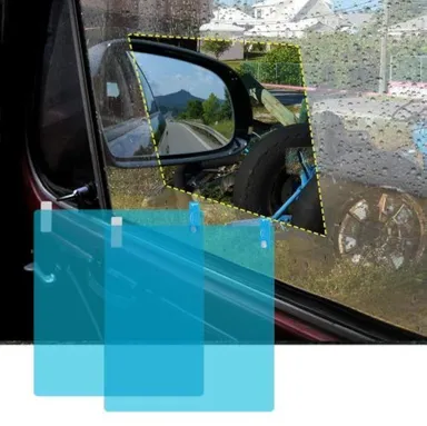 CarFrill Self Adhesive Rainproof Snowproof Car Window Film | HD Clear Anti Fog Nano Coating Waterproof Anti Scratch Protector for Side Windows (2 Pack) thumbnail 0