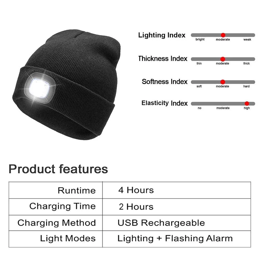 CarFrill USB Rechargeable LED Beanie Cap | Winter Knit Hat with Hands-Free Flashlight, Quick Release Headlamp Beanie | Unisex Lighting Hat for Outdoor Activities  CarFrill image 5