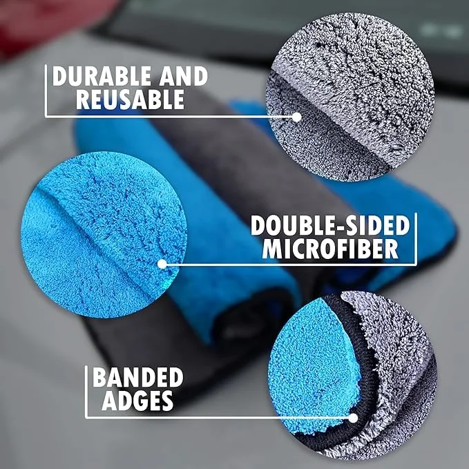 Microfiber Car Drying Towels 16x16-1100 GSM Auto fiber Towels for Cars-Professional Detailing Auto Towel Water Absorber-Rapid Dry Wash Car Cleaning Cloth Micro Fiber image 3