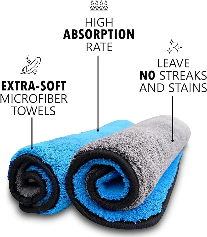 Microfiber Car Drying Towels 16x16-1100 GSM Auto fiber Towels for Cars-Professional Detailing Auto Towel Water Absorber-Rapid Dry Wash Car Cleaning Cloth Micro Fiber image 4