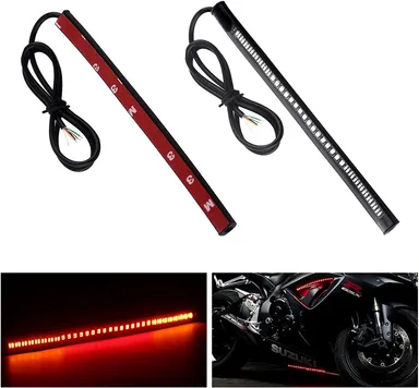 CarFrill Ever Bright 2-Pack LED Motorcycle Light Strip (Red + Yellow, 3528 + 3014, 12V) – Taillight Brake Turn Signal Lamp for Motorcycles thumbnail 0