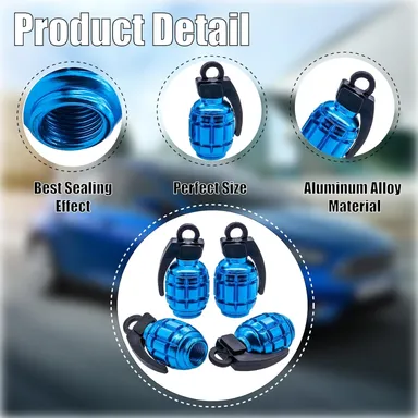 CarFrill 4PCS Tire Valve Stem Caps, Aluminium Alloy Valve Stem Covers for Cars, Trucks, SUVs, Motorcycles, Bikes, and Bicycles Universal Fit, Durable & Anti Corrosion. thumbnail 2