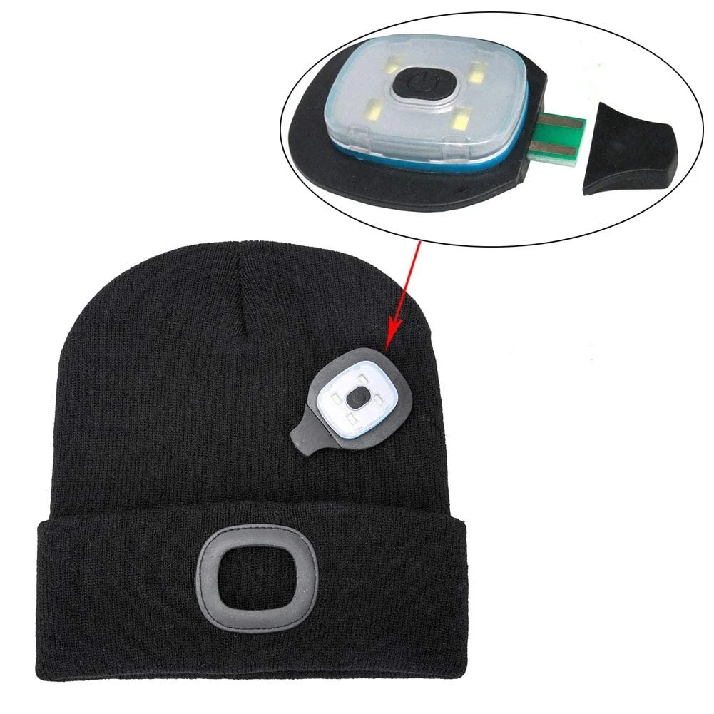 CarFrill USB Rechargeable LED Beanie Cap, Lighting 4 LED Hands Free Flashlight image 3