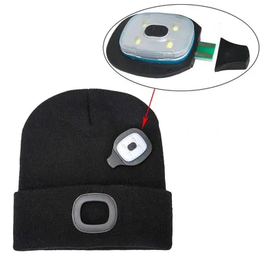 CarFrill USB Rechargeable LED Beanie Cap, Lighting 4 LED Hands Free Flashlight thumbnail 2