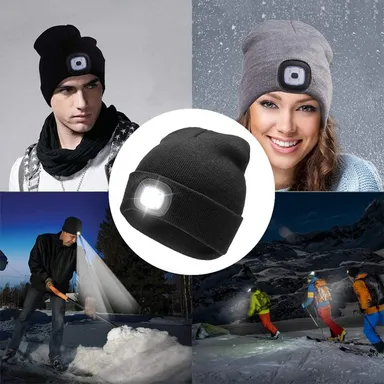 CarFrill USB Rechargeable LED Beanie Cap, Lighting 4 LED Hands Free Flashlight thumbnail 4
