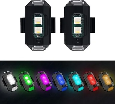 CarFrill Drone Strobe LED Lights | Anti Collision USB Rechargeable Tail Lights for DJI Mini, Mavic Air 2 Pro, Phantom, Inspire, Zoom & Motorcycle | 4 Colors, 22 Modes thumbnail 0