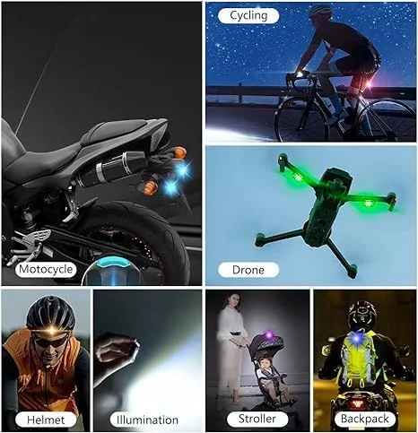 CarFrill Drone Strobe LED Lights | Anti Collision USB Rechargeable Tail Lights for DJI Mini, Mavic Air 2 Pro, Phantom, Inspire, Zoom & Motorcycle | 4 Colors, 22 Modes image 5