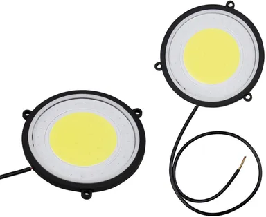 CarFrill EXRTI2P COB LED Switchback DRL Light for Cars (20W, White Light, Green, 2 PCS) | Round LED Turn Signal & Super Bright Fog Lamp with Indicator thumbnail 0