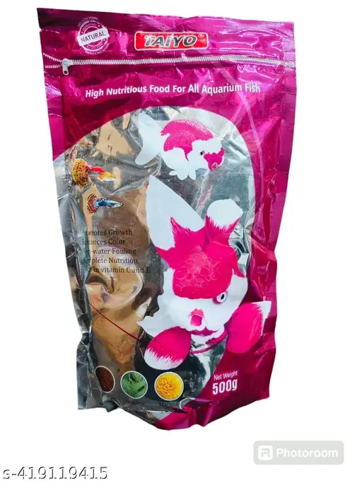Taiyo Pink 500gm Fish Food for All Aquarium Fish | High Nutritious Formula Promotes Growth & Color Enhancement | Rich in Vitamin C & E, Non-Water Fouling image 1