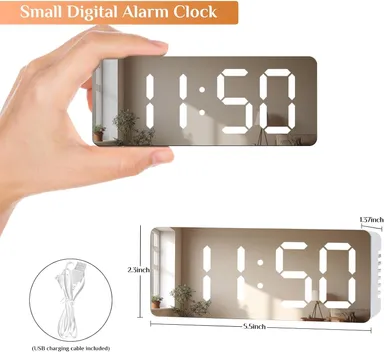 CarFrill Mirror Digital Alarm Clock for Bedroom | Dual Alarm Clock USB Port Battery Backup & Snooze Function thumbnail 4