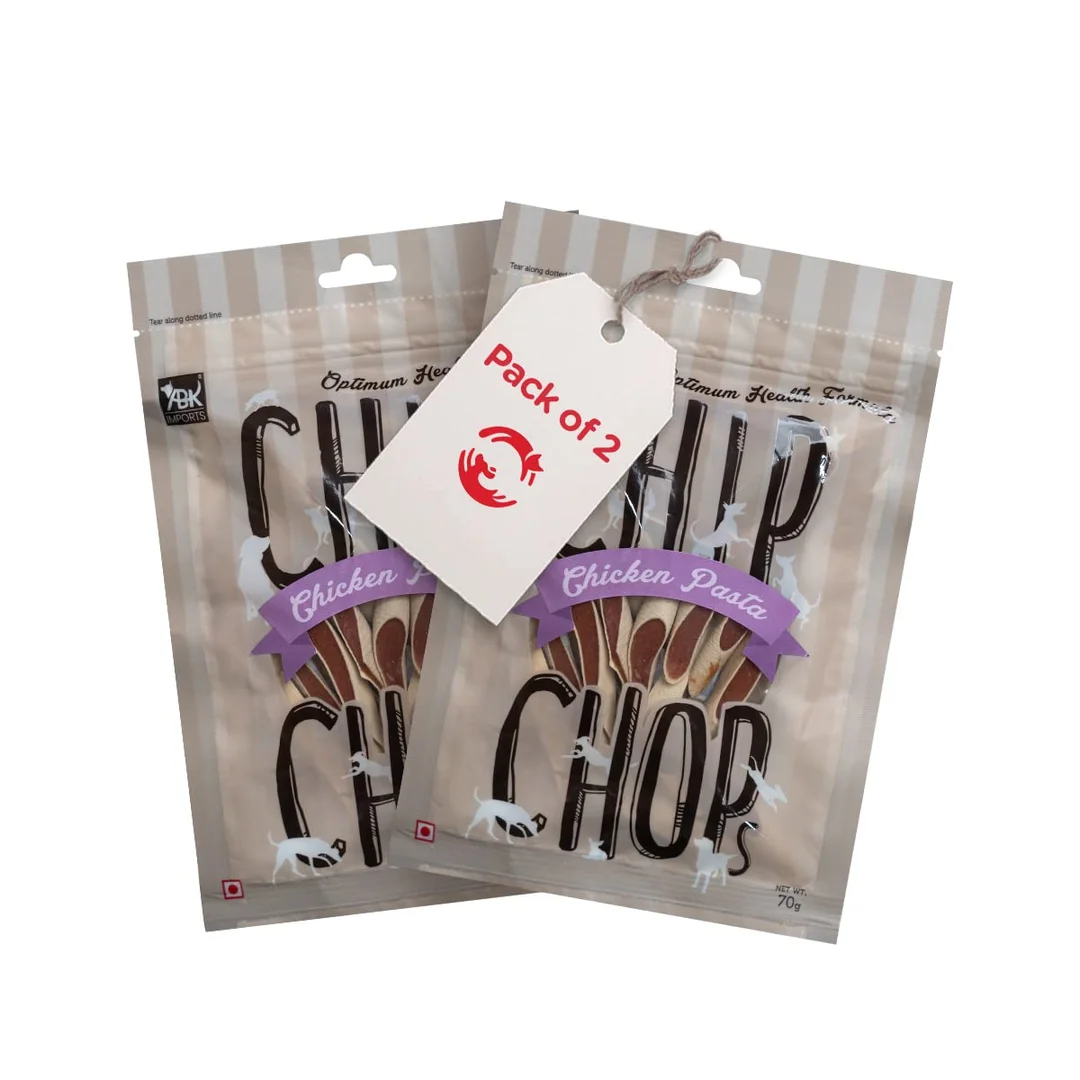 Premium Chip Chops Chicken Pasta Dog Treat Combo Pack of 2, 260g | Healthy & Digestible Dog Snacks for All Life Stages Low-Fat Chicken Dog Treats image 1
