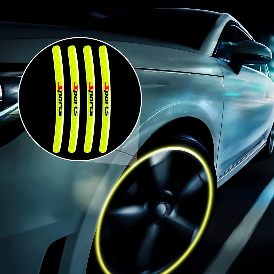 CarFrill 30 Pcs Reflective Wheel Rim Stripes | Luminous Bicycle & Motorcycle Night Safety Stickers | Green image 3