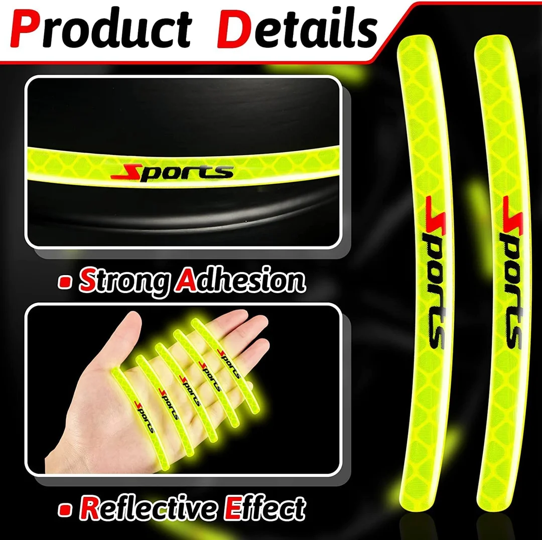 CarFrill 30 Pcs Reflective Wheel Rim Stripes | Luminous Bicycle & Motorcycle Night Safety Stickers | Green image 6