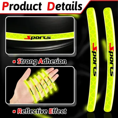 CarFrill 30 Pcs Reflective Wheel Rim Stripes | Luminous Bicycle & Motorcycle Night Safety Stickers | Green thumbnail 5