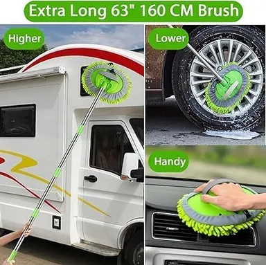 CarFrill Car Wash Mop Brush Tool Mitt | Long Handle Microfiber Chenille Duster for SUV, Truck, RV, Trailer | Scratch-Free & Non Slip, American Car Wash Tool thumbnail 1