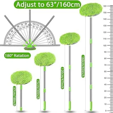 CarFrill Car Wash Mop Brush Tool Mitt | Long Handle Microfiber Chenille Duster for SUV, Truck, RV, Trailer | Scratch-Free & Non Slip, American Car Wash Tool thumbnail 2