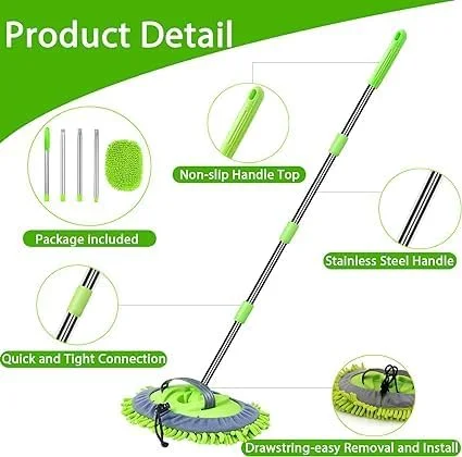 CarFrill Car Wash Mop Brush Tool Mitt | Long Handle Microfiber Chenille Duster for SUV, Truck, RV, Trailer | Scratch-Free & Non Slip, American Car Wash Tool image 5