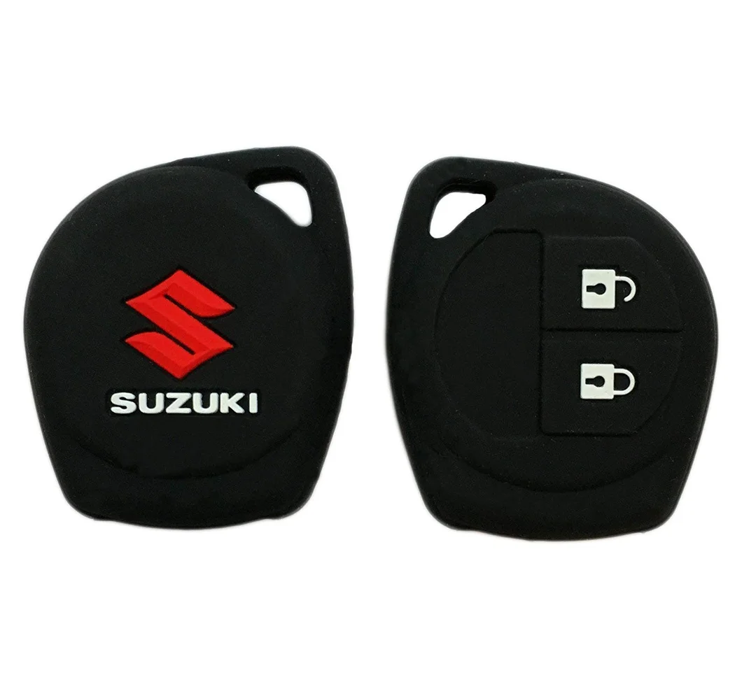 CarFrill Silicone Key Cover for Maruti Suzuki – Swift, Swift Dzire, Wagon-R, Ertiga, Ciaz, Celerio, S-Cross – 2 Button Black Key Case image 2