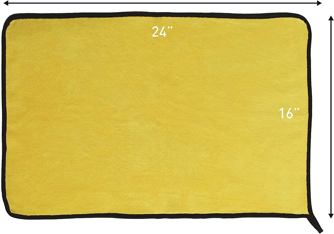 CarFrill Microfiber Cleaning Cloth for Cars | Fine Mesh Coral Fleece 40x60 CM, Gray & Yellow | Large Car Wash Cloth for Interior Cleaning image 2