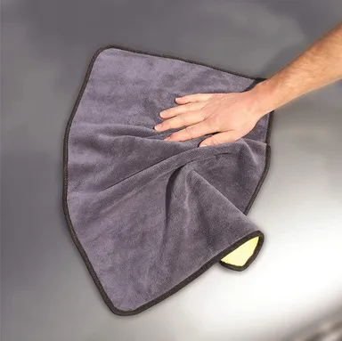 CarFrill Microfiber Cleaning Cloth for Cars | Fine Mesh Coral Fleece 40x60 CM, Gray & Yellow | Large Car Wash Cloth for Interior Cleaning thumbnail 3