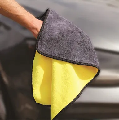 CarFrill Microfiber Cleaning Cloth for Cars | Fine Mesh Coral Fleece 40x60 CM, Gray & Yellow | Large Car Wash Cloth for Interior Cleaning thumbnail 4
