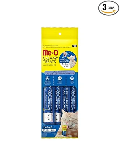 Me-O Creamy Treats Chicken and Liver with Goat Milk Flavor 60gm (Pack of 2)  thumbnail 0