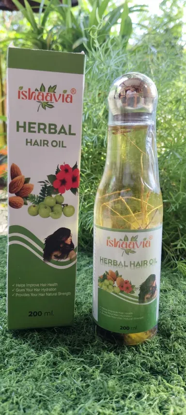 Ishaavia Herbal Hair Oil | Natural Hair Solution for Scalp Health, Hair Strength & Smoothness | For All Hair Types – 200ml thumbnail 0