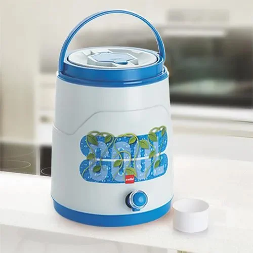 Cello Fountain Plastic PU Insulated Water Jug 10L Blue Leak Proof Wide Mouth BPA Free Easy Carry for Travel Picnic Home Office image 2