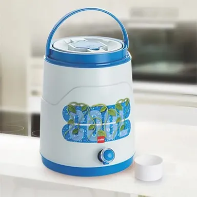Cello Fountain Plastic PU Insulated Water Jug 10L Blue Leak Proof Wide Mouth BPA Free Easy Carry for Travel Picnic Home Office thumbnail 1