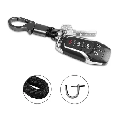 CarFrill Genuine Leather Car Key Fob Keychain for Men and Women | Universal Leather Holder with 360° Rotatable Swivel & Anti Lost D-Ring | Sturdy Metal Keychain | Pack of 4 thumbnail 3