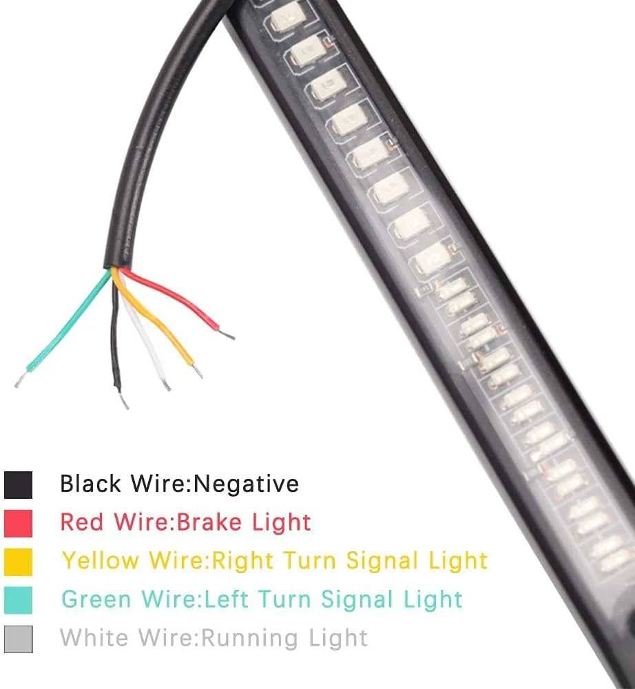 CarFrill 48 LED Bar Strip Tail Light with Turn Signal Indicator | Motorcycle Rear SMD Taillight, Flexible Brake Lamp, License Plate Light image 5