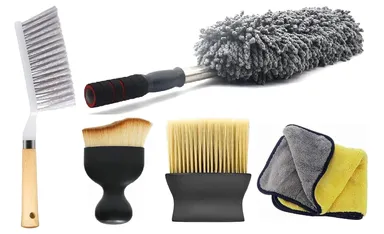 Car Cleaning Brush Combo | 5 Pcs Pack, Soft Microfiber Dust Cleaner for Car Seats, Carpet & Interior | Scratch Free Cleaning Tools  thumbnail 0