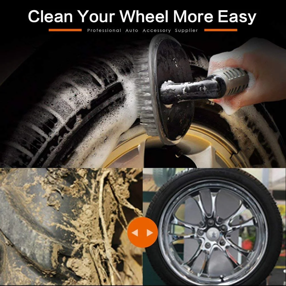 CarFrill Car Vehicle Motorcycle Alloy Wheel Tire Rim Scrub Brush | Washing Cleaner Cleaning Tool for Car, Truck, Home & Kitchen Cleaning | Effective Tire Cleaner image 3