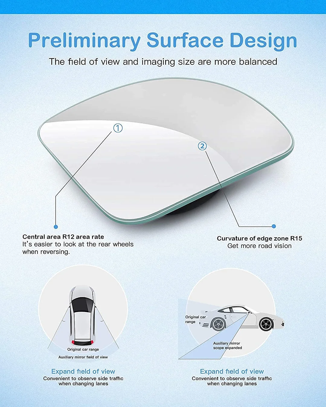 CarFrill 2pcs Blind Spot Mirror, Adjustable 360 Degree HD Glass Frameless Convex Rear View Mirror for Car, Van, SUV, and Trucks (056 Model) image 3