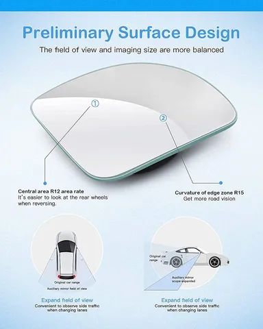 CarFrill 2pcs Blind Spot Mirror, Adjustable 360 Degree HD Glass Frameless Convex Rear View Mirror for Car, Van, SUV, and Trucks (056 Model) thumbnail 2