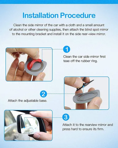 CarFrill 2pcs Blind Spot Mirror, Adjustable 360 Degree HD Glass Frameless Convex Rear View Mirror for Car, Van, SUV, and Trucks (056 Model) thumbnail 3
