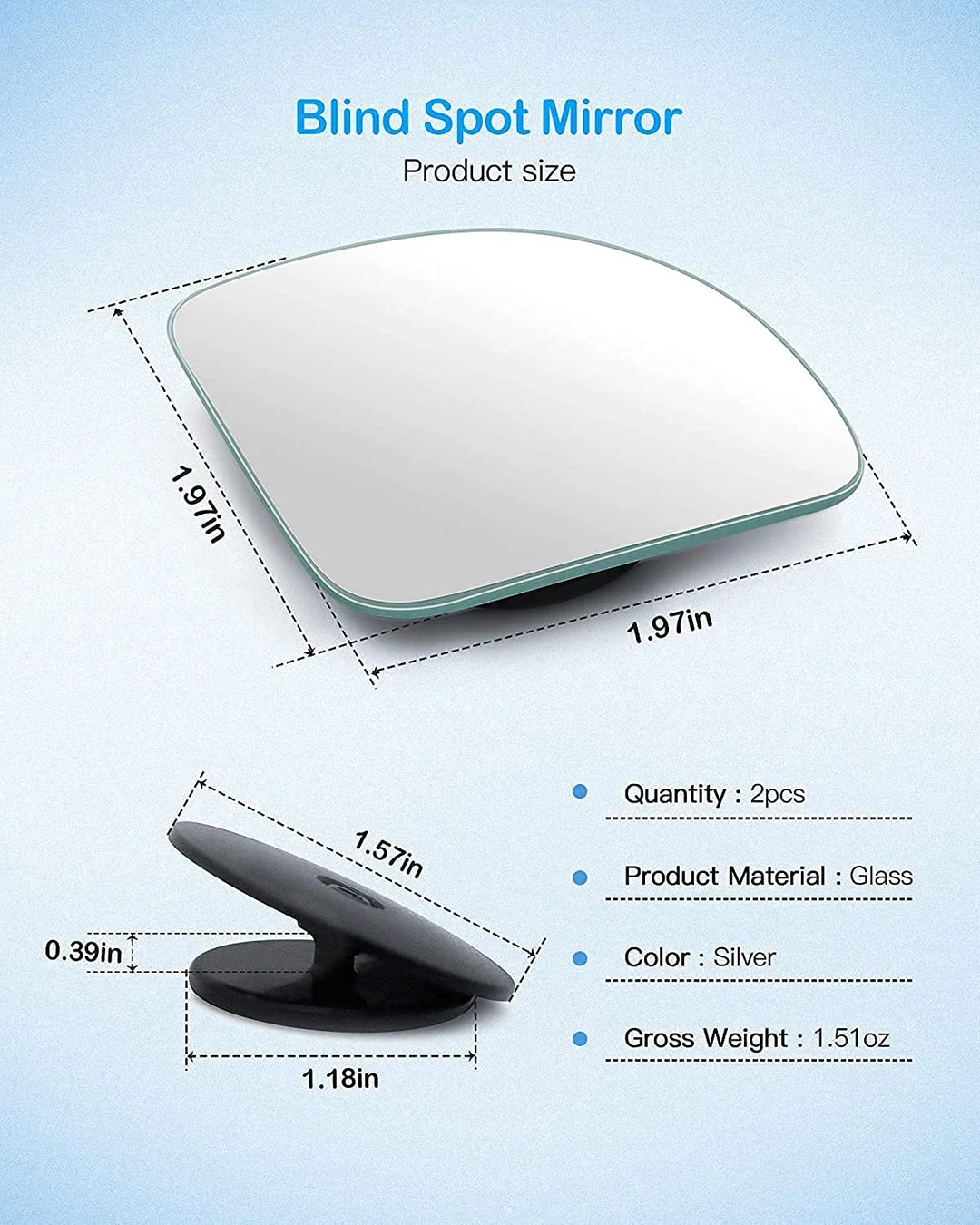 CarFrill 2pcs Blind Spot Mirror, Adjustable 360 Degree HD Glass Frameless Convex Rear View Mirror for Car, Van, SUV, and Trucks (056 Model) image 5