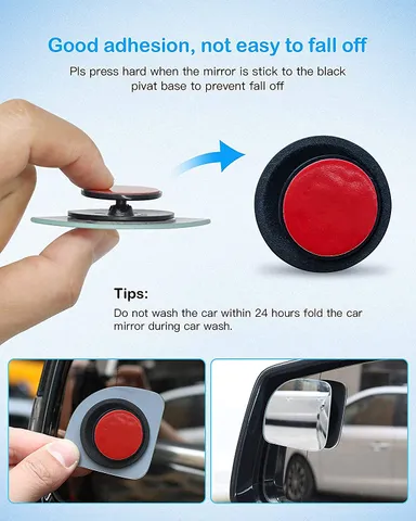 CarFrill 2pcs Blind Spot Mirror, Adjustable 360 Degree HD Glass Frameless Convex Rear View Mirror for Car, Van, SUV, and Trucks (056 Model) thumbnail 5