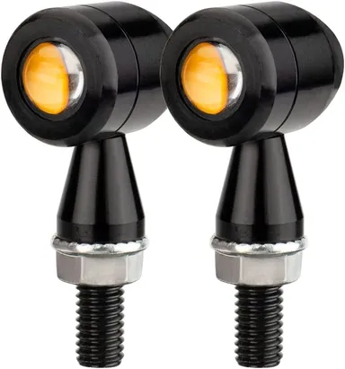 Micro LED Motorcycle Turn Signals | Mini Blinkers Front Rear Indicator Compatible with Harley Davidson, Honda, Kawasaki, Suzuki, Triumph, Yamaha | Waterproof Bullet Shape Amber Light | Universal Fit by CarFrill thumbnail 0