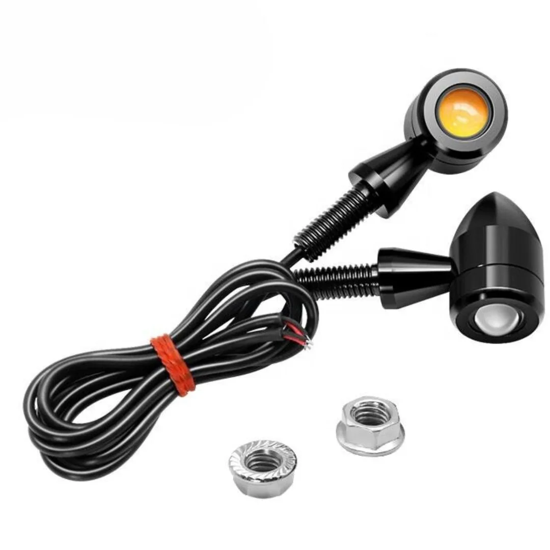 Micro LED Motorcycle Turn Signals | Mini Blinkers Front Rear Indicator Compatible with Harley Davidson, Honda, Kawasaki, Suzuki, Triumph, Yamaha | Waterproof Bullet Shape Amber Light | Universal Fit by CarFrill image 2
