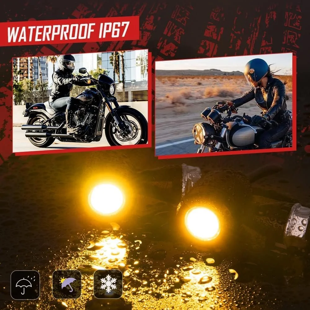Micro LED Motorcycle Turn Signals | Mini Blinkers Front Rear Indicator Compatible with Harley Davidson, Honda, Kawasaki, Suzuki, Triumph, Yamaha | Waterproof Bullet Shape Amber Light | Universal Fit by CarFrill image 8