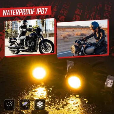 Micro LED Motorcycle Turn Signals | Mini Blinkers Front Rear Indicator Compatible with Harley Davidson, Honda, Kawasaki, Suzuki, Triumph, Yamaha | Waterproof Bullet Shape Amber Light | Universal Fit by CarFrill thumbnail 7