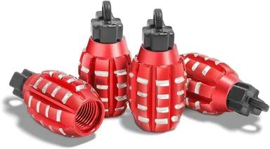 CarFrill Aluminum Valve Stem Caps for Car, Truck, Motorcycle | 4 Pcs Creative Styling Valve Caps for Car Wheels | Custom Car Valve Caps thumbnail 0
