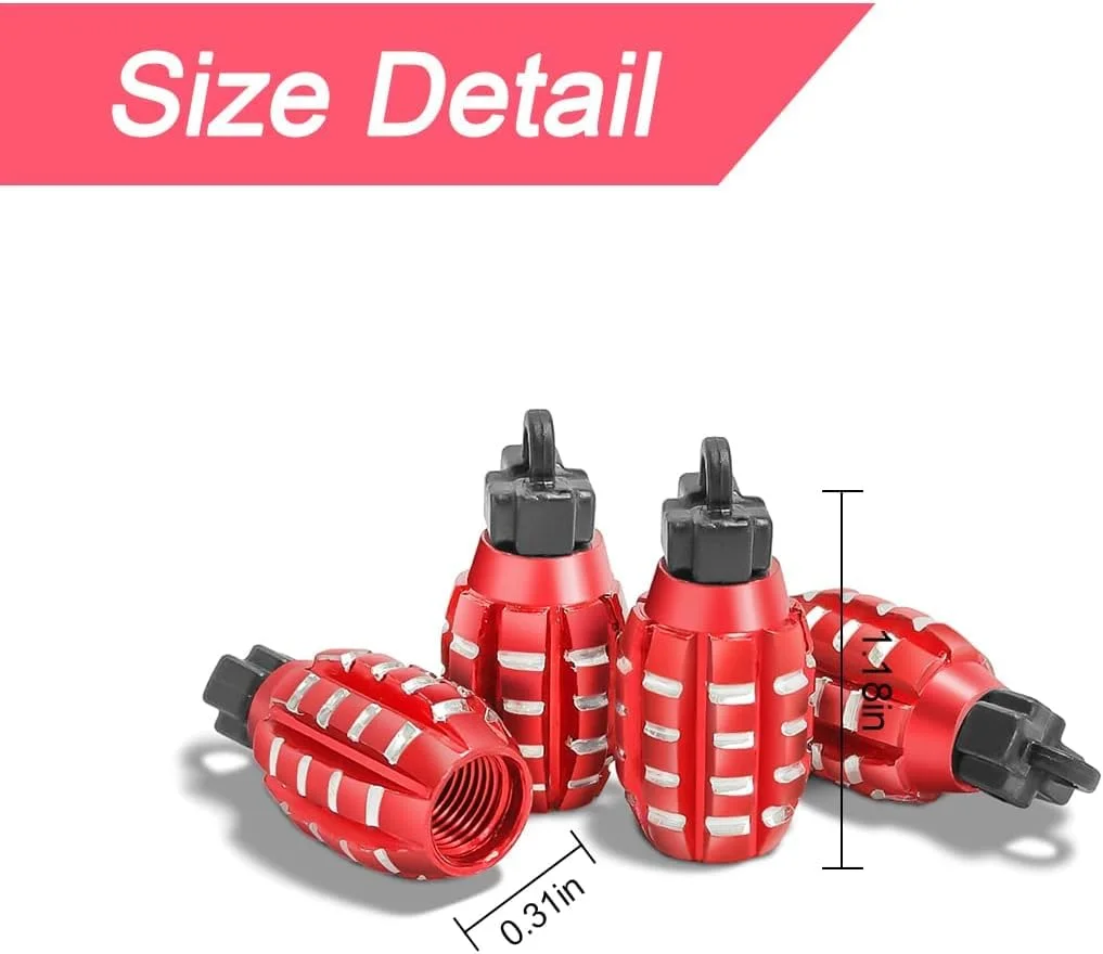CarFrill Aluminum Valve Stem Caps for Car, Truck, Motorcycle | 4 Pcs Creative Styling Valve Caps for Car Wheels | Custom Car Valve Caps image 2