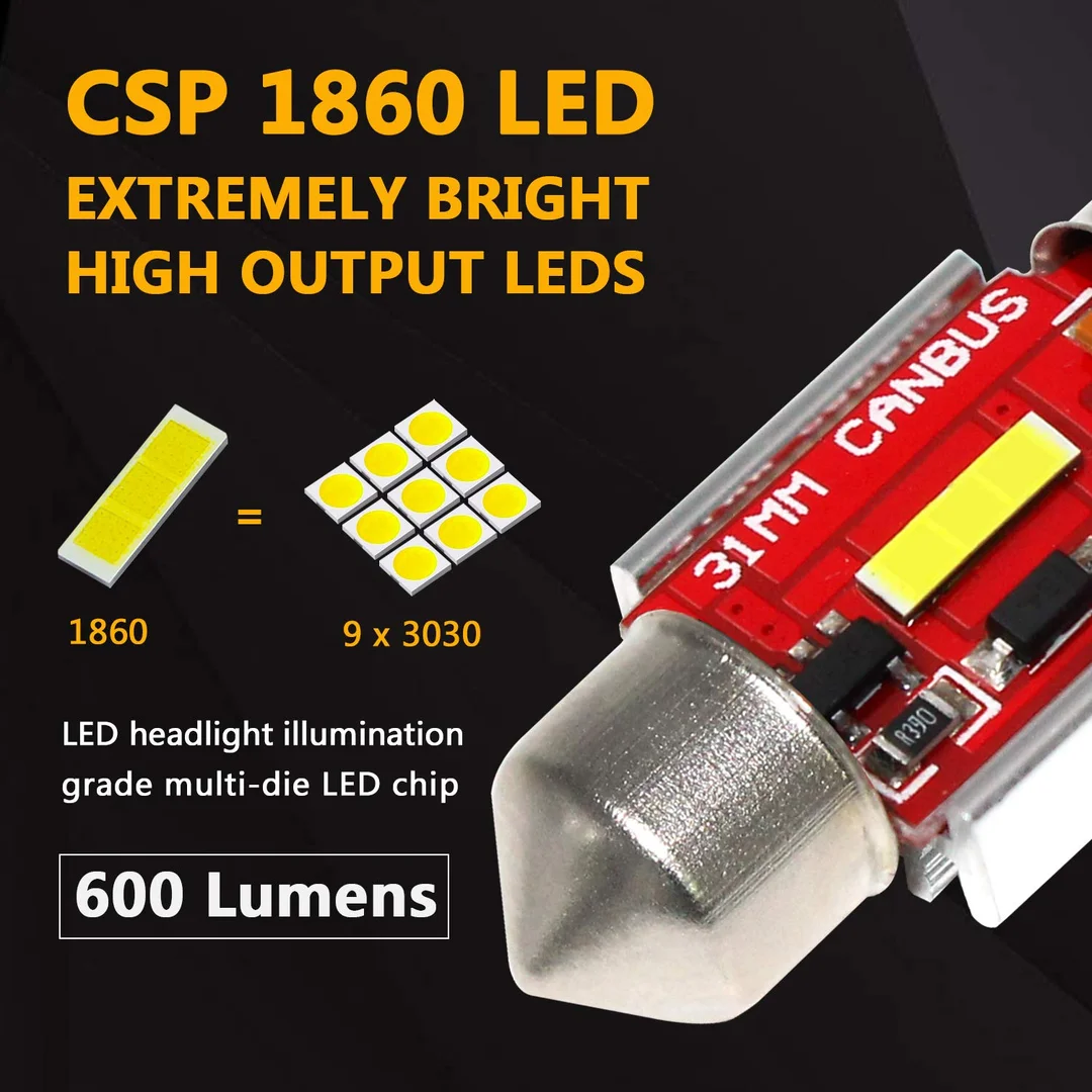 CarFrill 600 Lumens 31mm Festoon LED Bulb for Car | Map Dome License Plate Light Error Free CANBUS CSP 1860 SMD Pack of 3  image 2