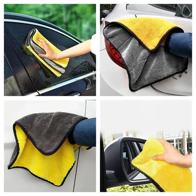 Microfibre Car Cloth 3 Pcs | Thick Plush Lint Free, Streak Free Double Sided Cloths for Car, Bike, Laptop, Mobile Screen Cleaning | CarFrill thumbnail 2