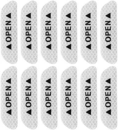 CarFrill Car Reflective Stickers for Night Visibility | Blue Reflective Door Open Warning Tape | Universal Adhesive for Auto, 9.5 x 2.5 cm, 12pcs (Silver Tone) thumbnail 0