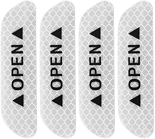 CarFrill Car Reflective Stickers for Night Visibility | Blue Reflective Door Open Warning Tape | Universal Adhesive for Auto, 9.5 x 2.5 cm, 12pcs (Silver Tone) image 2
