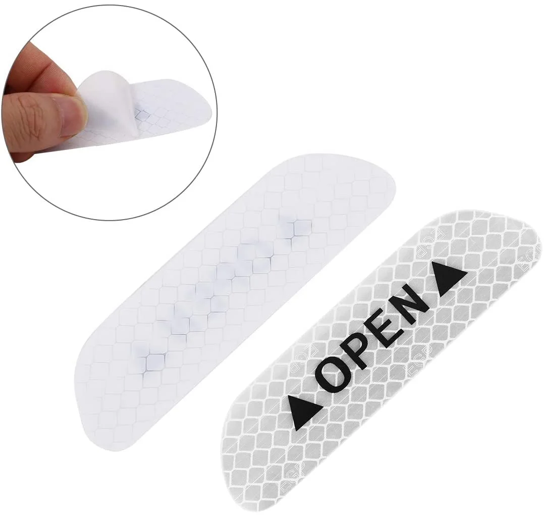 CarFrill Car Reflective Stickers for Night Visibility | Blue Reflective Door Open Warning Tape | Universal Adhesive for Auto, 9.5 x 2.5 cm, 12pcs (Silver Tone) image 4
